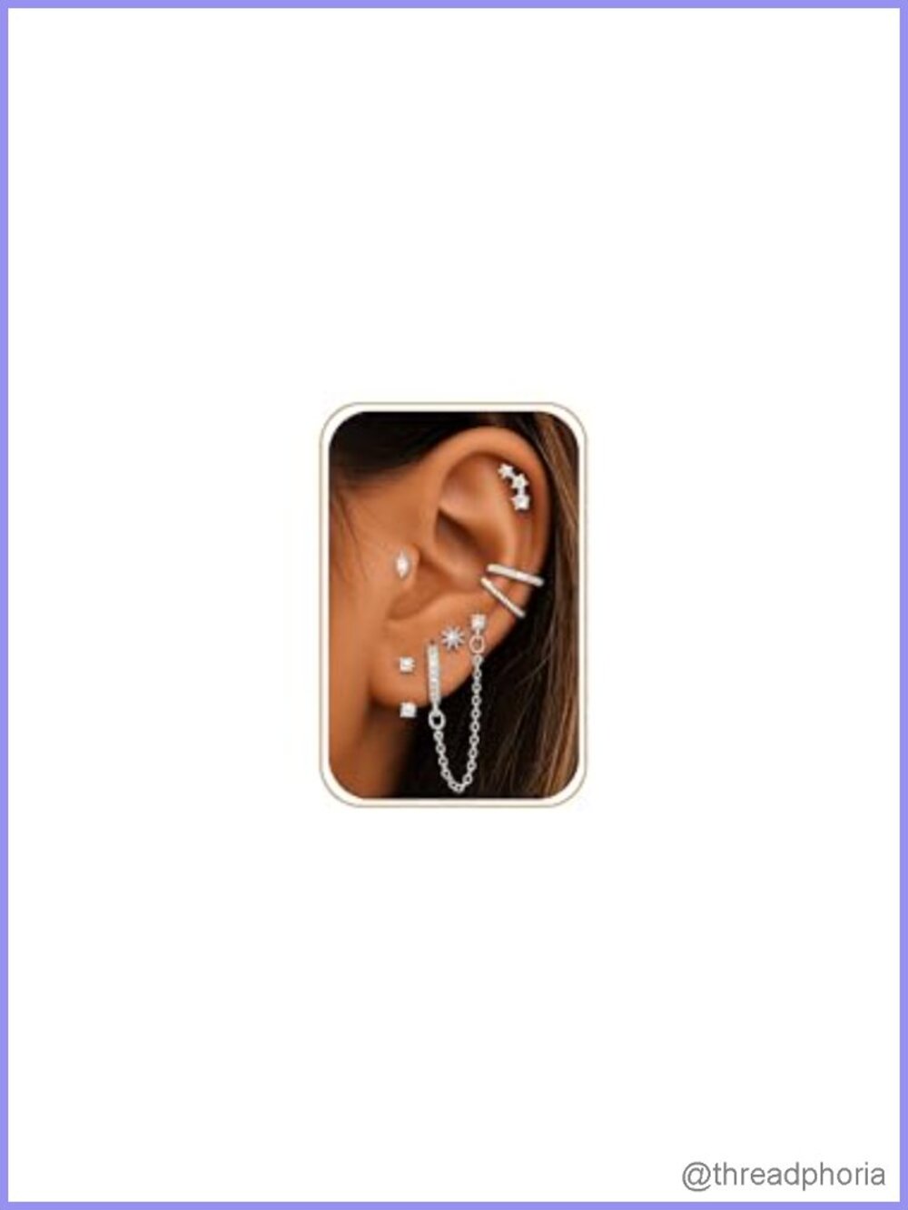 Silver Plated Cartilage Earring Stack Set Flat Back Stud Hoop 20G Surgical Steel